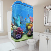 Tropisches Aquarium mit bunten Fischen und Koralle Duschvorhang (Beispiel)