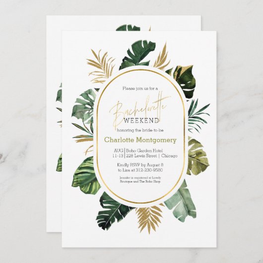 Tropisches Bachelorette Einladung (Vorne/Hinten)