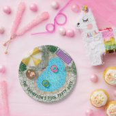 Tropisches Backyard Pool Scene Summer Pool Party Pappteller (Party)