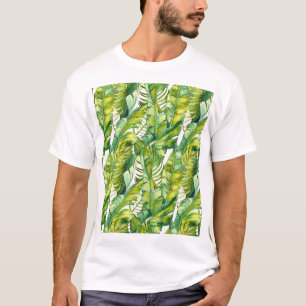 Tropisches Banana-Blätter Wasserfarbenmuster T-Shirt