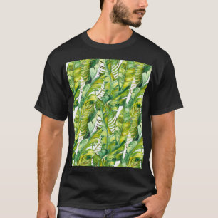 Tropisches Banana-Blätter Wasserfarbenmuster T-Shirt