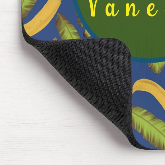 Tropisches Banana Blue Leaf Monogram Script Mousepad (Ecke)