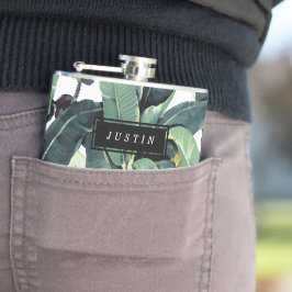 Tropisches Bananen-Blatt-Palme-Vinyl eingewickelte Flachmann