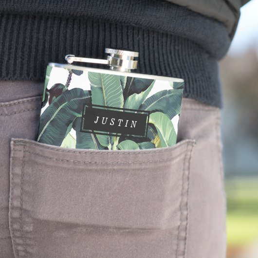 Tropisches Bananen-Blatt-Palme-Vinyl eingewickelte Flachmann (Beispiel)