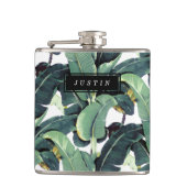 Tropisches Bananen-Blatt-Palme-Vinyl eingewickelte Flachmann (Vorderseite)