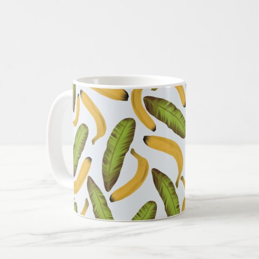 Tropisches Bananenleaf Muster Kaffeetasse (Vorderseite Links)