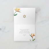 Tropisches Bat Mitzvah Floral Watercolor Goldenes Dankeskarte (Innenseite)