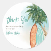 Tropisches Beach Baby an Bord Surf-Babydusche Runder Aufkleber (Vorderseite)