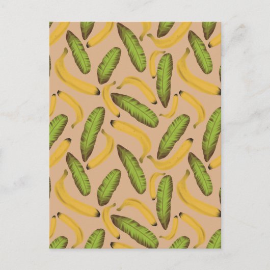 Tropisches Beige Bananenleaf Muster Postkarte (Vorderseite)
