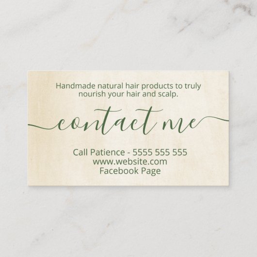 Tropisches Beige Naturprodukt Visitenkarte (Rückseite)