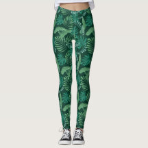 Tropisches belaubtes Druck-Leggings-Grün