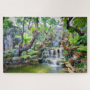 Tropisches Bergwald Wasserfall Thailand Puzzle