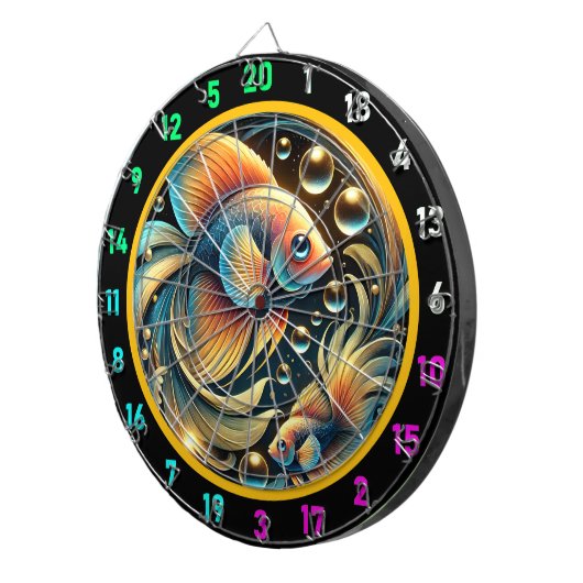 Tropisches Betta Splash Dartboard Design Dartscheibe (Vorderseite rechts)