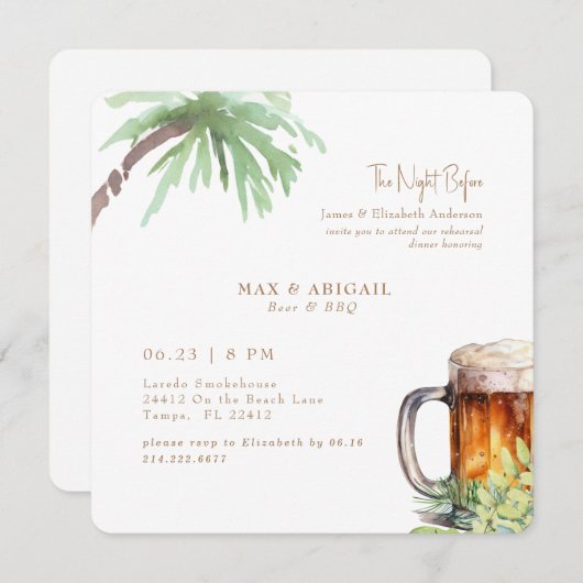 Tropisches Bier & GRILLEN Einladung (Vorne/Hinten)
