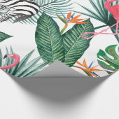Tropisches Blatt-Aquarell modernen Flamingo Zebra Geschenkpapier (Ecke)