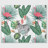 Tropisches Blatt-Aquarell modernen Flamingo Zebra Geschenkpapier (Flach)