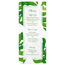 Tropisches Blatt aus Aquarelle, das die Speisekart