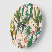 Tropisches Blatt, Blume, Fruchtmuster. Große Wanduhr (Winkel)