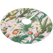 Tropisches Blatt-, Blumen- und Fruchtmuster. Polyester Weihnachtsbaumdecke (Schrägansicht)