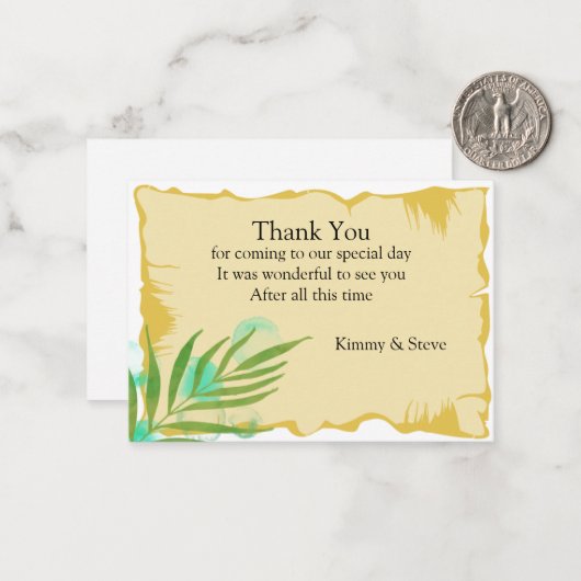 Tropisches Blatt Danke Karte (Vorderseite/Rückseite Beispiel)