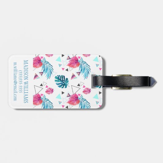 Tropisches Blatt-Dreieck-Muster Gepäckanhänger (Rückseite horizontal)
