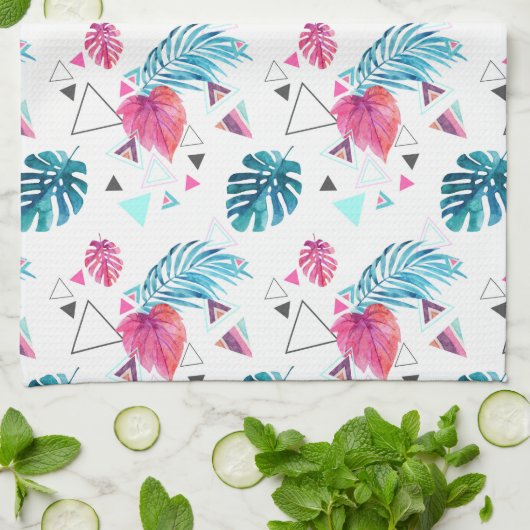 Tropisches Blatt-Dreieck-Muster Handtuch (Gefaltet)