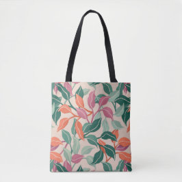 Tropisches Blatt Korallen Grün Botanisches Chic Al Tasche
