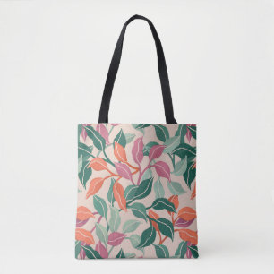 Tropisches Blatt Korallen Grün Botanisches Chic Al Tasche