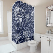 Tropisches Blatt, marineblau Duschvorhang (Beispiel)