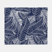 Tropisches Blatt, marineblau Fleecedecke (Vorderseite (Horizontal))