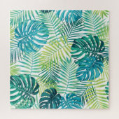 Tropisches Blatt Monstera nahtloses Design Puzzle (Horizontal)