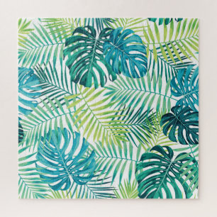 Tropisches Blatt Monstera nahtloses Design Puzzle