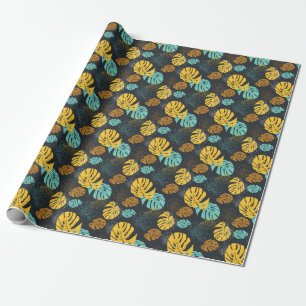 Tropisches Blatt Vintage-Tapetenmuster Geschenkpapier