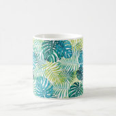 Tropisches Blattdesign mit grüner/blauer Palme und Kaffeetasse (Mittel)