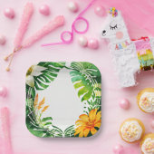 Tropisches Blätter Aquarellfarben Set Pappteller (Party)