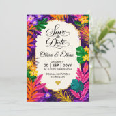 Tropisches Blätter Blumen-Design Save The Date (Stehend Vorderseite)
