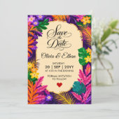 Tropisches Blätter Blumen-Design Save The Date (Stehend Vorderseite)
