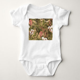 Tropisches Blätter Blumen Wasserfarbenmuster Baby Strampler