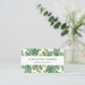 Tropisches Blätter | grün und Weiß Visitenkarte (Stehend Vorderseite)