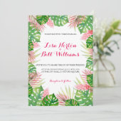 Tropisches Blätter Hochzeitsfeier Einladung (Stehend Vorderseite)