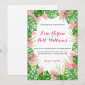 Tropisches Blätter Hochzeitsfeier Einladung (Vorne/Hinten)