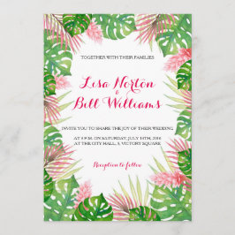 Tropisches Blätter Hochzeitsfeier Einladung
