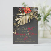 Tropisches Blätter in Schwarz und Gold Save the Da Save The Date (Stehend Vorderseite)