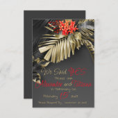 Tropisches Blätter in Schwarz und Gold Save the Da Save The Date (Vorne/Hinten)