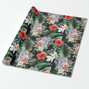 Tropisches Blätter Leoparden Blumenpapier Geschenkpapier