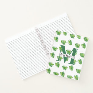 Tropisches Blätter-Monogramm-Muster Notizblock