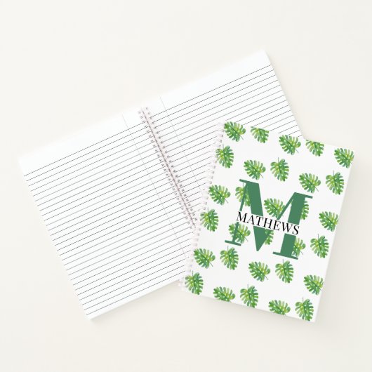 Tropisches Blätter-Monogramm-Muster Notizblock (Innenseite)