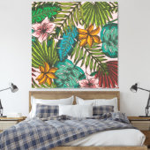 Tropisches Blätter-Muster - Boho-Blumendekor Leinwanddruck (Insitu (Schlafzimmer))