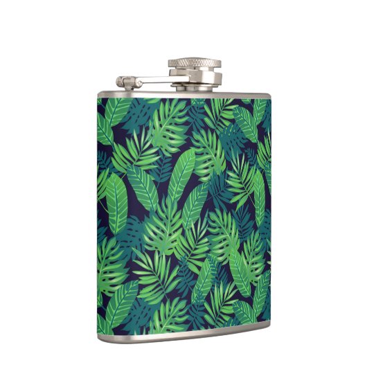 Tropisches Blätter-Muster Flachmann (Rechts)