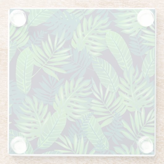 Tropisches Blätter-Muster Glasuntersetzer (Rückseite)
